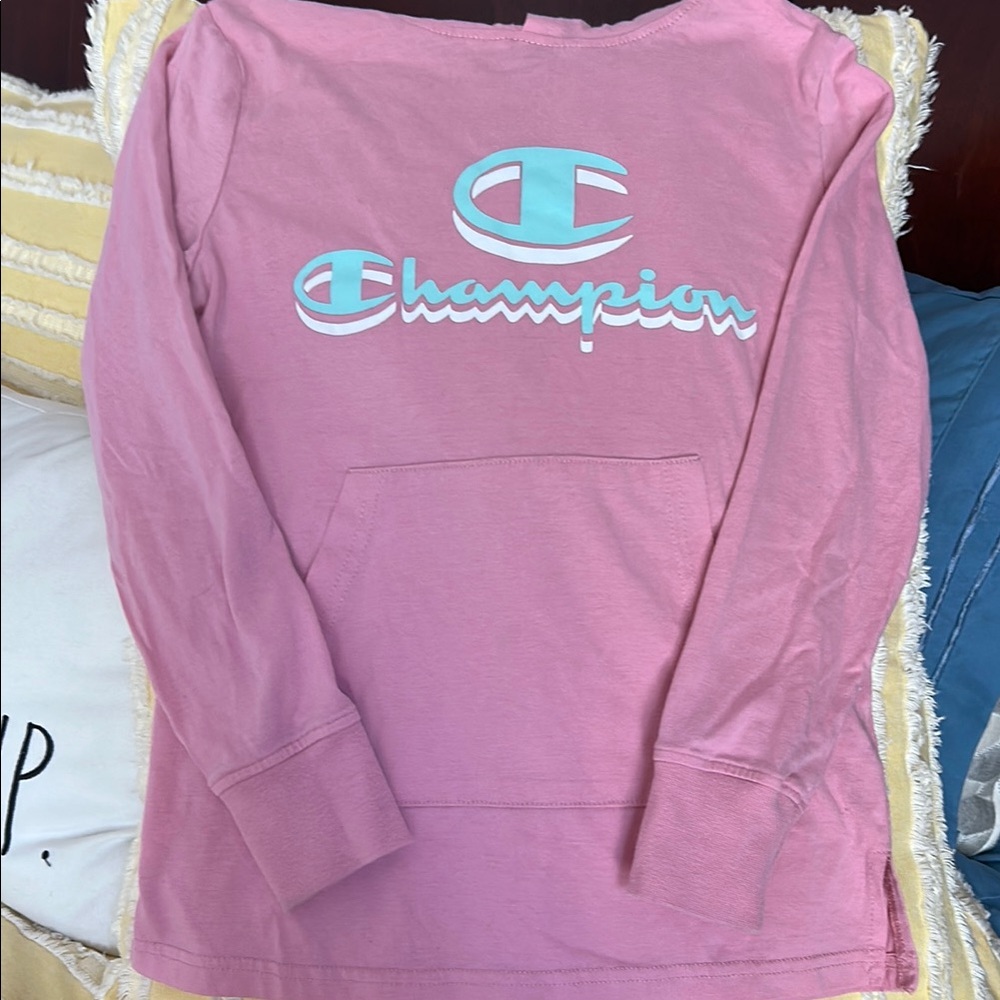 Champion Pink Long Sleeve Hoodie Tee